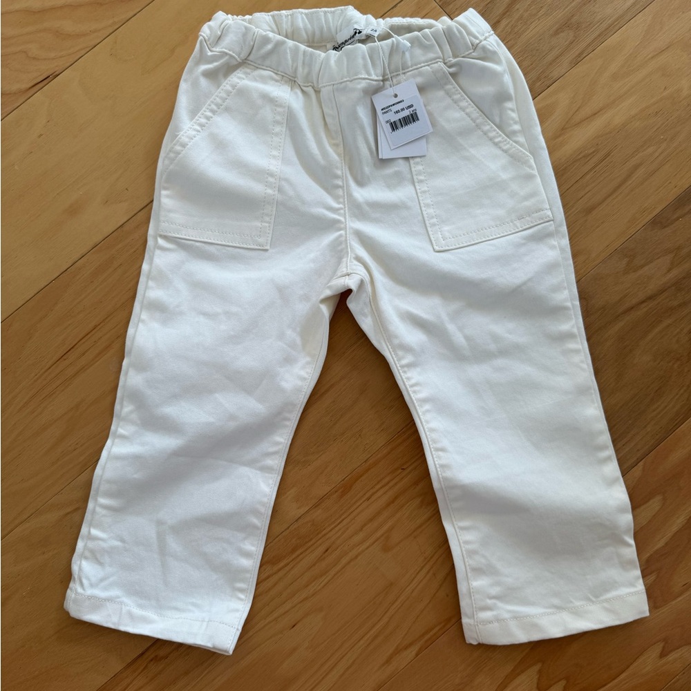 NWT Bonpoint white toddler canvas cotton pants